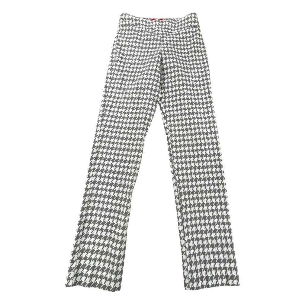 Krazy Larry Womens Houndstooth Pants Size 4 Golf Causal Stretch Gray White
